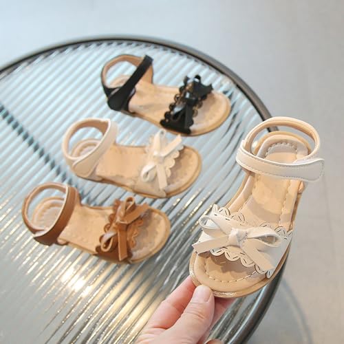 Kids Toddler Girls Solid Bowknot Leather Sandals Open Toe Flat Bottom Princess Sandals Summer Fashion Dress Shoes3