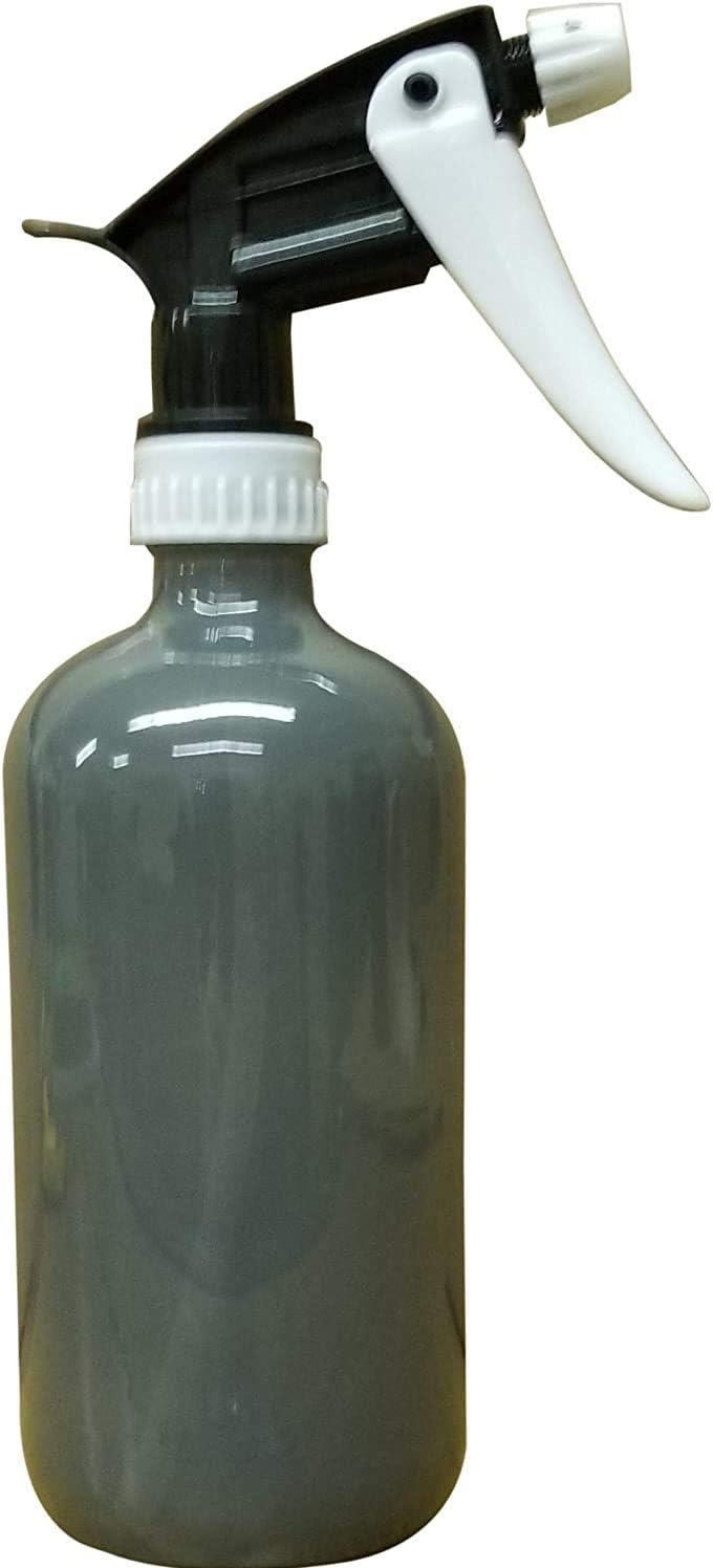Industrial Rewind Gray Trigger Sprayer Bottle - Stream Spray or Misting, 16oz Refillable Glass Bottle - Lotion Sprays, Cleaning Products, Essential Oils, or Aromatherapy (Grey/B&W)