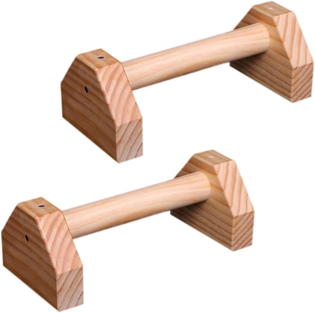 Kisangel Pine Wood Push-up Bars 30cm Pair Push-up Holders Fitness Push-up Stands Home Workout Strength Training Equipment for Upper Body Exercise