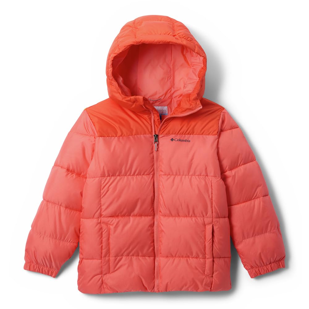 Columbia Youth Puffect Hooded Jacket, Hooded Puffer Jacket, Hot Coral/Zing, XL