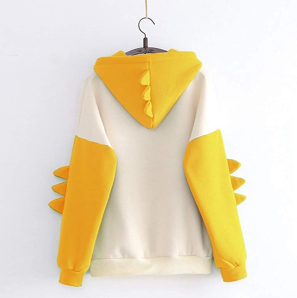 La Moda Dinosauro Stampa Felpa con Cappuccio Cartone Animato Kawaii Stile Felpa Carino Manica Lunga Inverno Top Pullover color23,M