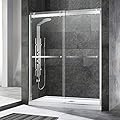 Woodbridge SDD6076-C Frameless Shower Doors 56-60" Width x 76" Height with 3/8"(10mm) Clear Tempered Glass, 2 Ways Opening & Double Sliding in Polished Chrome Finish