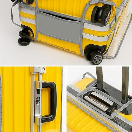Image of Suitcase Cover 24 Inch Trolley Bag Cover Transparent PVC Suitcase Bag Cover with Zipper Dustproof Waterproof & Cabin Bag Anti-Scratch Luggage Cover for Travel Accessories, (Grey, Pack of 1, 24 Inch)