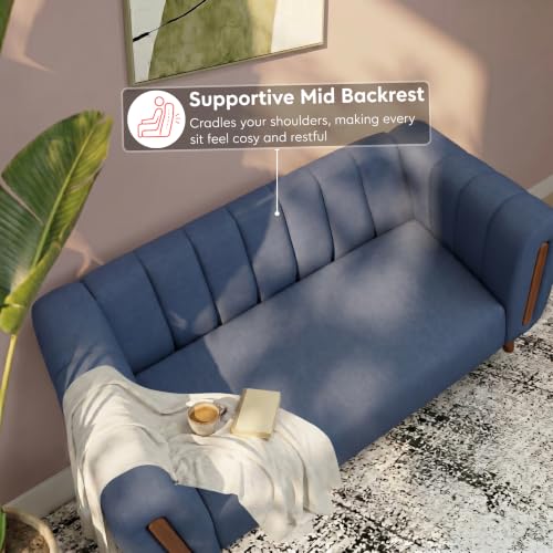 Image of Interio by Godrej Sofa Paramount 2 Seater Fabric Sofa for Living Room, 1-Year Warranty, Solid Wood, Ocean Blue