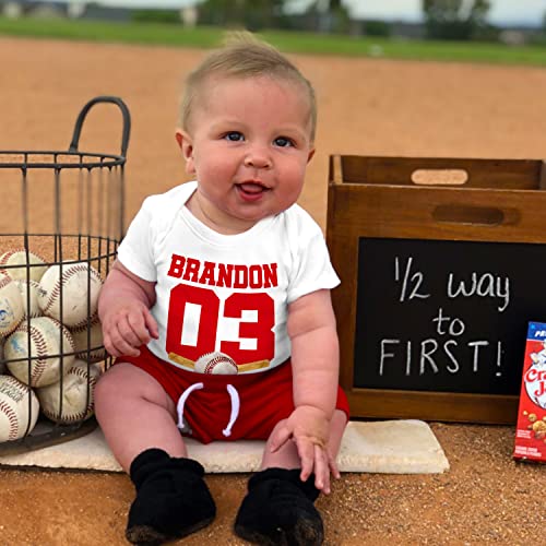Personalized Sports Baby Onesie For Boy - 8 Designs & Colors Customized Baseball Girl Outfits Gifts Custom Sport Bodysuit Babies Newborn 6 12 18 24 Month Gift Shower C1, White #TOP2
