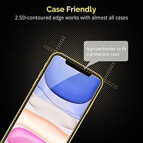 Image of UNBREAKcable Screen Protector for Compatible With iPhone 11 / Compatible With iPhone XR [2 Pack][Easy Installation Frame]Tempered Glass 2.5D Double Defense Premium Tempered Glass for Compatible With iPhone 11 / XR 6.1 inch [Anti-Scratch, Anti-Fingerprint, Bubble Free and Case-Friendly]