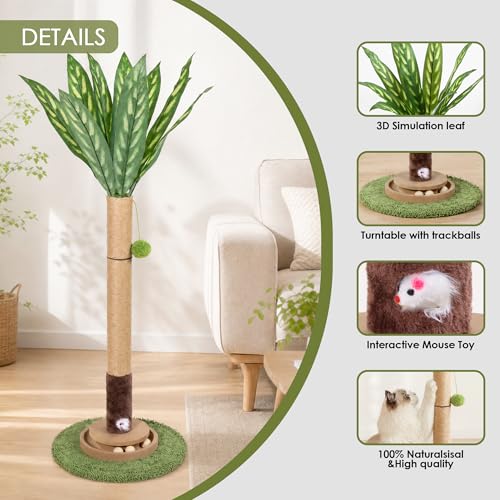 Poste rascador para gato de 35 pulgadas con juguete colgante miniatura 4