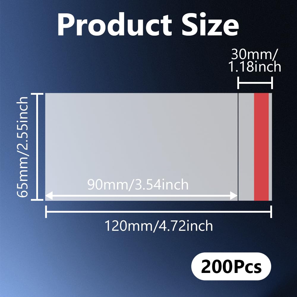 HLIWS 200 Pcs Self-Sealing Clear Penny Sleeves, Ultra-Clear Card Protector, Trading Card Sleeves - Image 2