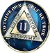 2 Year Midnight Blue AA Alcoholics Anonymous Medallion Chip Tri Plate Gold & Nickel Plated Serenity Prayer