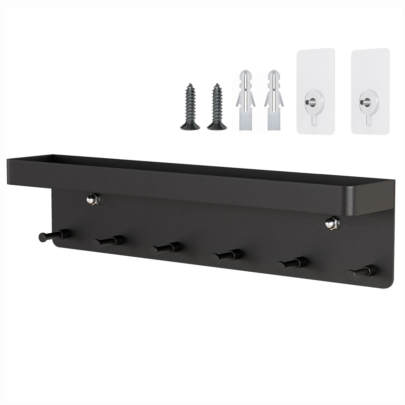 Zyyanshop Black Wall Coat Rack 6 Hooks Coat Rack Wall Shelf Modern Clothes Storage Hook Towel Hanger Key Chain Glove Box For Bathroom Entryway