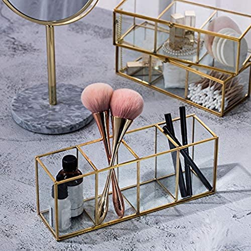 Organizzatori per Cosmetici Porta pennelli per Trucco a Specchio, Scatola per Cosmetici in Vetro Trasparente, matite per Eyeliner e Rossetti Senza Polvere, espositore per profumi