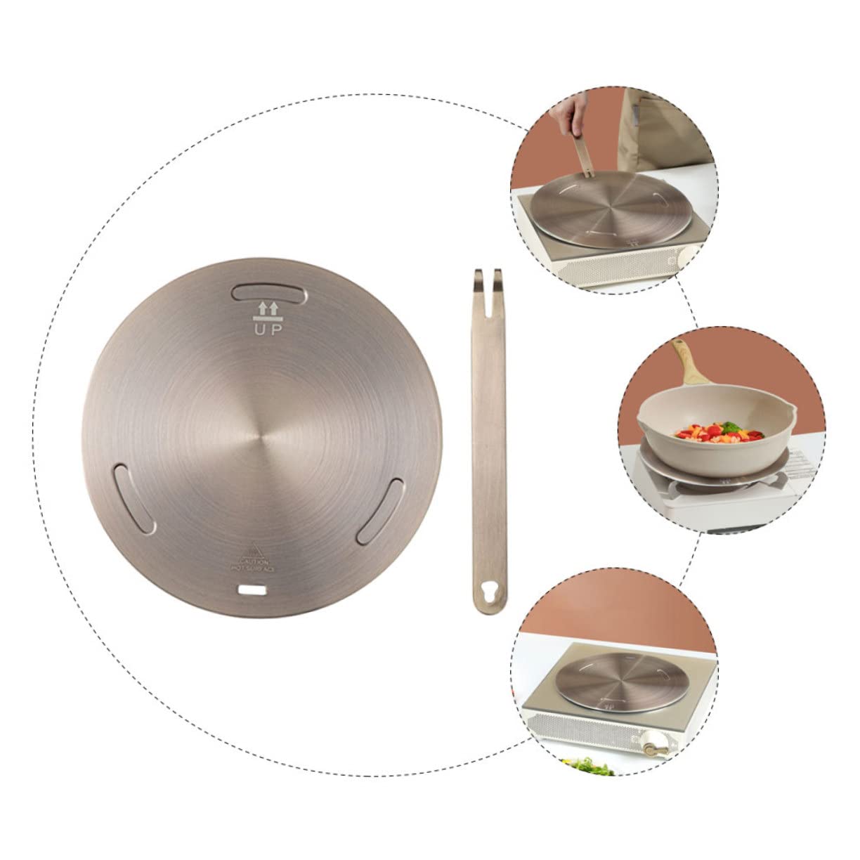 Difusor de Calor para Cocinas de Gas de Acero Inoxidable y Aleación de Aluminio, Placa Metálica para Estufa Función de Difusión Térmica y Ahorro