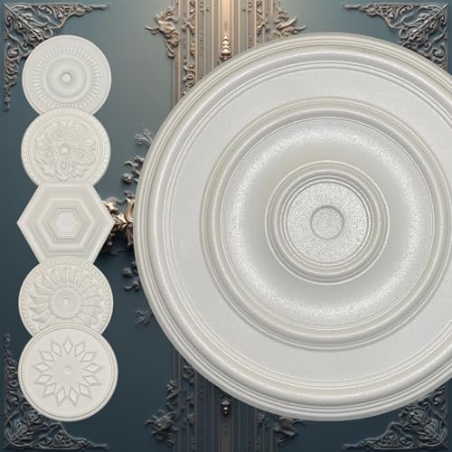 WOLDECOR Elegant Polystyrene Ceiling Rose Decorative Ceiling Medallion Moulding Lightweight Coving for Ceilings Easy to Install Ceiling Decoration for Home & Living Room (Classy-50cm)
