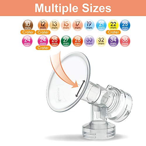 Image of Maymom Brand 2X Two-Piece Small Breastshield with Valve, Membrane and Maymom Connector,Compatible with Medela Breast Pumps Top Hole Version. (19 mm) Detachable Clear