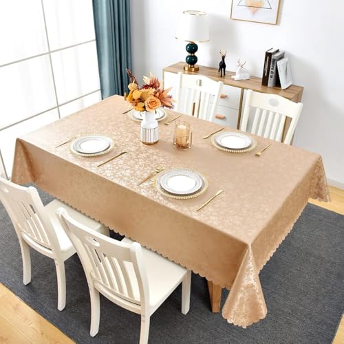 Image of Romanstile Waterproof Vinyl Tablecloth Rectangle, 54 inch x 120 inch Rose Champagne