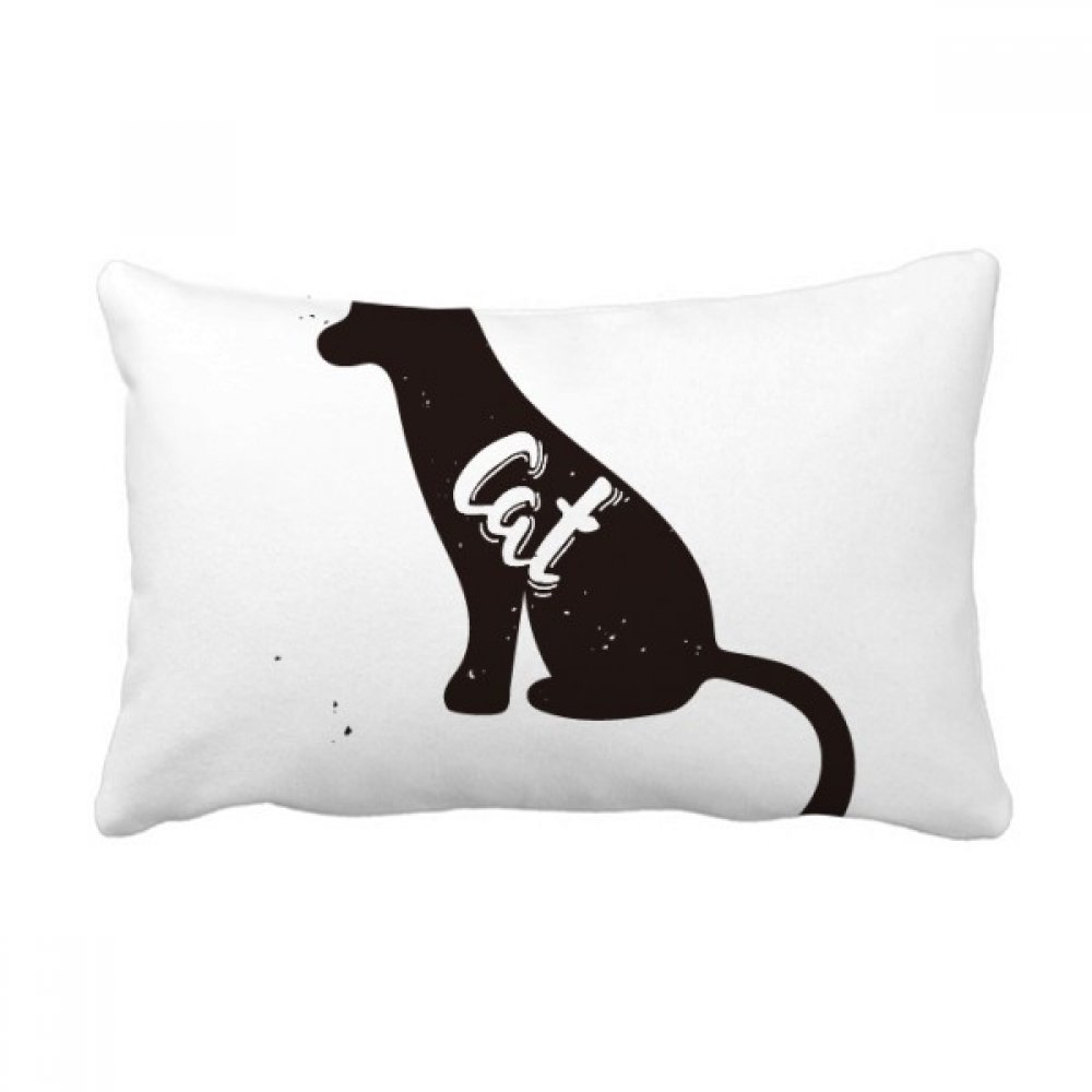Coussin chat noir et blanc haut de gamme, oreiller lombaire de 16x24 pouces