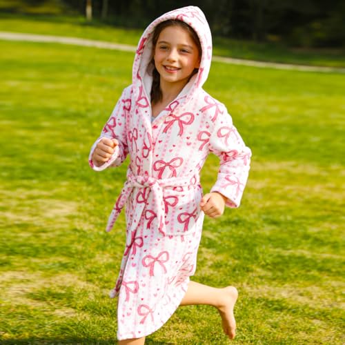 Image of Boys Girls Bathrobes,Toddler Boy Girl Robes,Children's Plush Soft Coral Fleece Hooded Pajamas Sleepwear for Kids