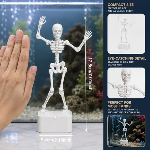 Image of Azoth Dancing Skeleton Aquarium Decoration | Bubble Activated, Fish Tank