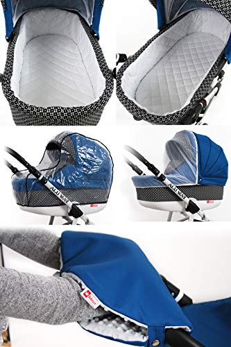 Kinderwagen Alu Way, 3 in 1 - Set Wanne Buggy Babyschale Autositz (Indygo)