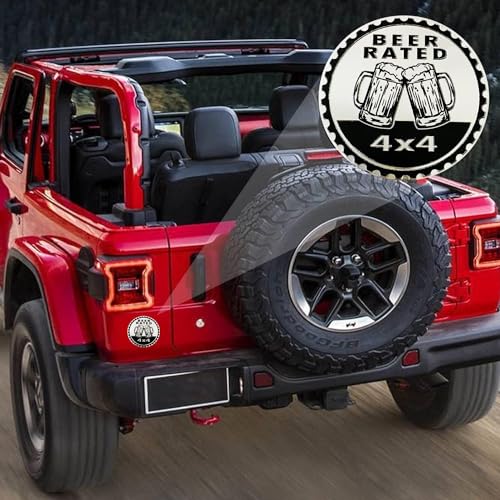 Image of Beer Badge Rated Car Emblem, 4 x 4 Metal Automotive Badge 3D Metal Car Badges Emblems Round Emblem Decals Car Badge Decals Stickers Compatible with Jeep Wrangler Vehicles Trucks SUV Accessories(ZS073)