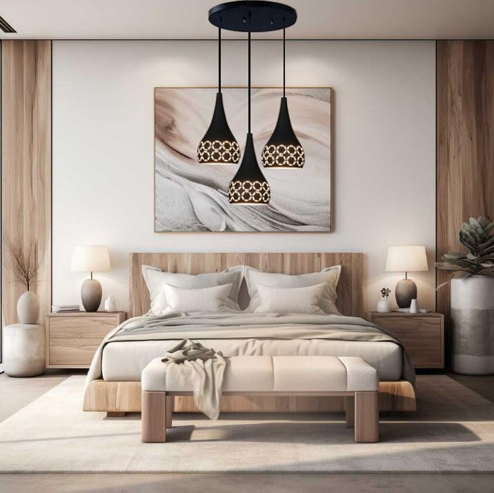 Image of Aluminium 3 Light Lazer Cutting Cluster Hanging Light for Restaurant,Bedroom, Living Room and Home Decor. (Without Bulb)