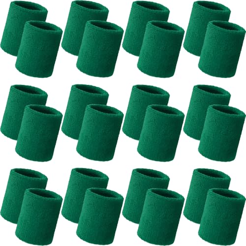 Image of Bememo 24 Pcs Wrist Sweatbands Bulk Sports Wrist Bands for Men Women Breathable Athletic Tennis Wristbands Stretchy Absorbent Cotton Terry for Basketball, Baseball, Gym, Working Out