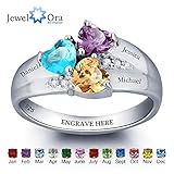 Sterling Silver Mothers Rings with Birthstones, Choose 3 Birthstones 3 Names and 1 Engraving Customized and Personalized