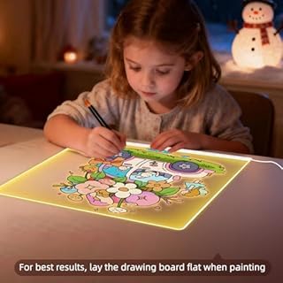 LumiBoard LED Drawing Board for Kids with 13 Light Effect- 13.7x10'' Acrylic Dry Erase Board Doodle Glow Board Kids, Includes Adapter, 7 Markers, Glow Art & Sketching Gift for Girls Teens