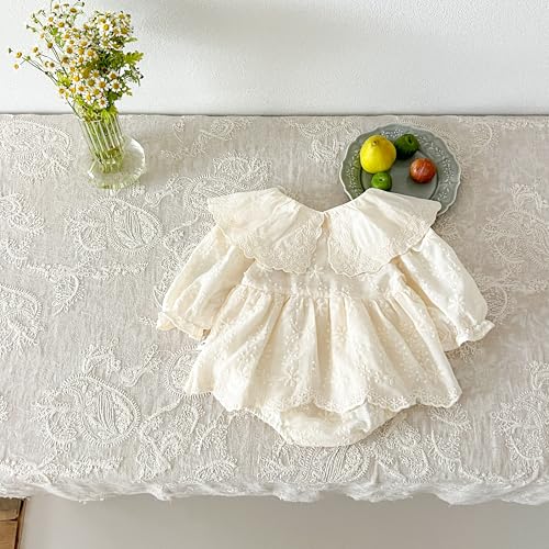 Baby Girl Long Sleeve Lace - Hemmed Cotton Blend Bodysuit Dress - Ideal for 3M - 2T3
