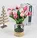 IPOPU Tulips Artificial Flowers 24pcs Multi Pink Flowers Artificial for Decoration Fake Tulips Fake Pink Flowers Floral Arrangements Faux Tulips for Table Home Wedding Centerpieces Decor (Multi Pink)