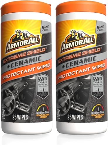 Armor All Extreme Shield Protectant Wipes by Armor All, Interior Car Cleaning Wipes with UV Protection Against Cracking and Fading, 25 Count (Pack of 2)