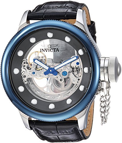 Invicta(CrN^) rv sAi@Invicta Men's 52mm Russian Diver Ghost Bridge Automatic Skeletonized Dial Leather Strap Watch 24596 [s