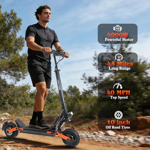 Image of Fast Electric Scooter Adults, 1200W /5600W Off Road E Scooter, 35 /50 Miles Long Range, 35 /50 MPH Top Speed, 10 /11 inch Tires, Foldable Kick Scooter for Adults and Teens with Dual Suspension