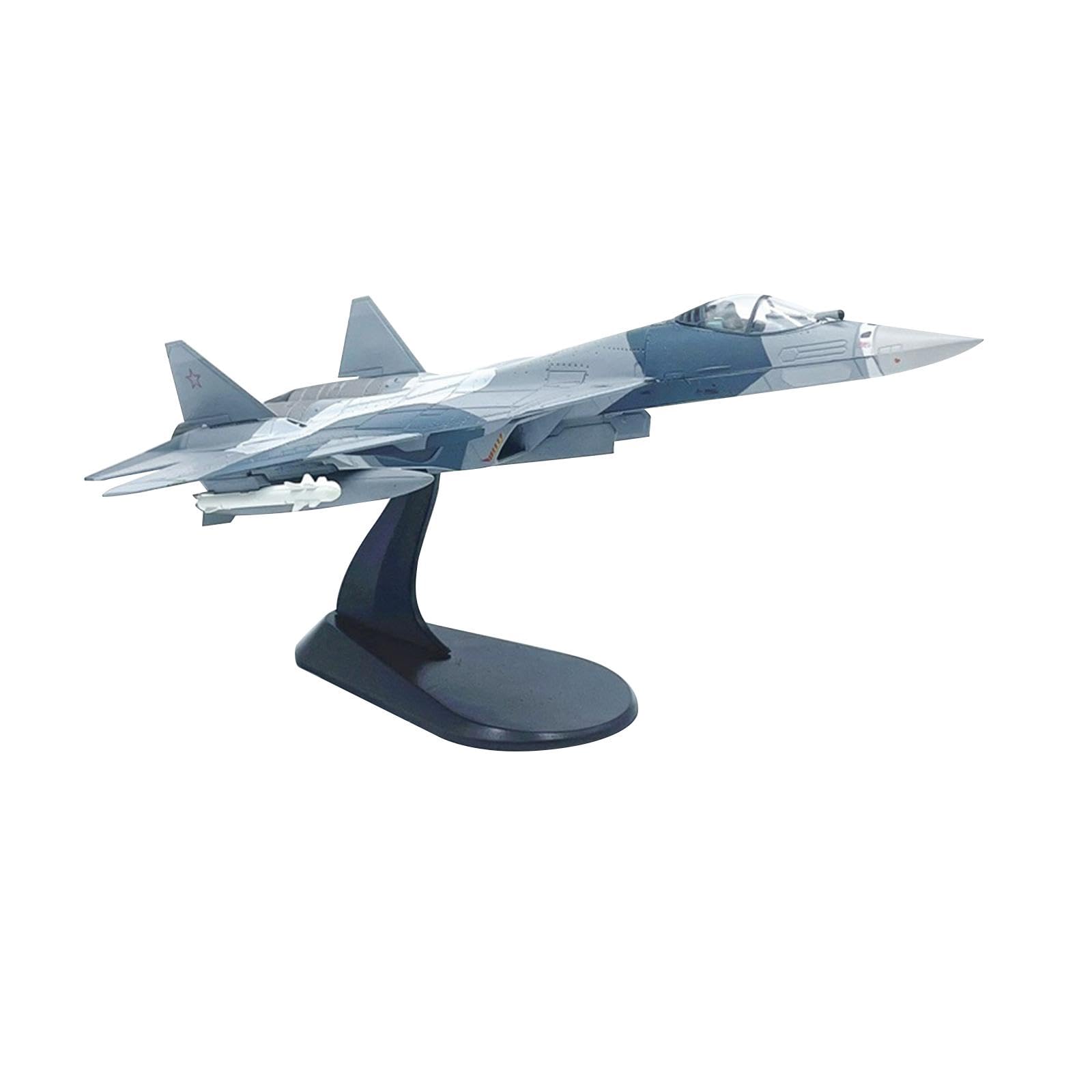 Sharplace 1/100 SCALE SU 57 Fighter Diecast Model High Detailed Collection Aircraft Airplane Display for Cafe Bar