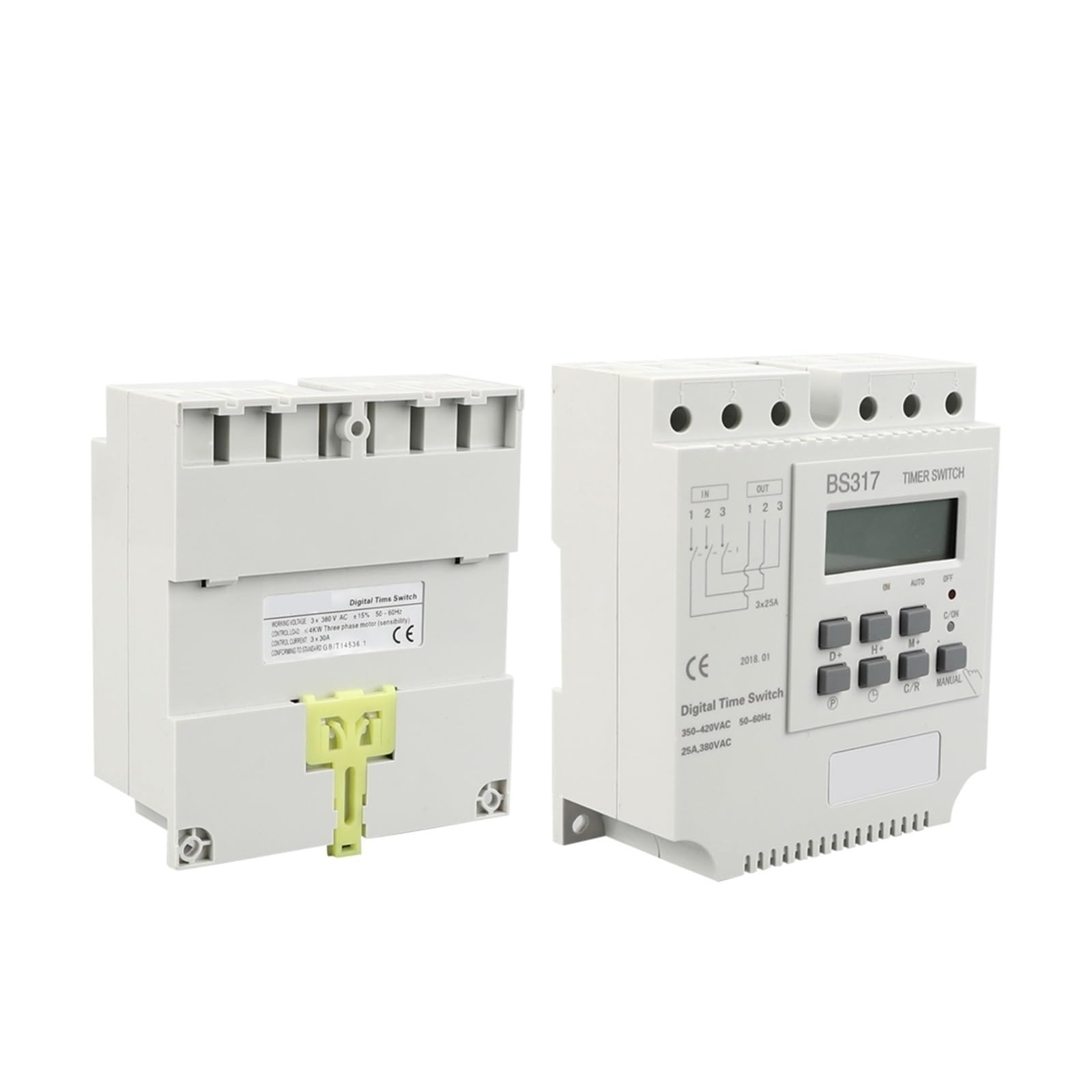 ZERVA Timer settimanale DIN trifase 380V 25A, Timer Digitale con 17 Tempi di attivazione/disattivazione Intervallo Impostato 1min-168H