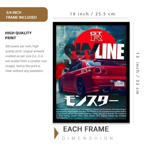 Image of kotart Big Sports Car Framed Posters Gift Items for Boys Room Wall Decoration Bedroom Living Room Office Studio Decor | Car Poster Frame for Wall Decor Set Of 3 Size (10 X 13 inch)