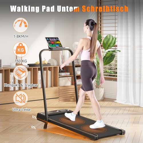 Dskeuzeew Laufband Klappbar mit Neigung - 4 in 1 Walking Pad mit 5% Steigung für Zuhause Laufpad Gehband Lauf Laufbänder – Bild 5