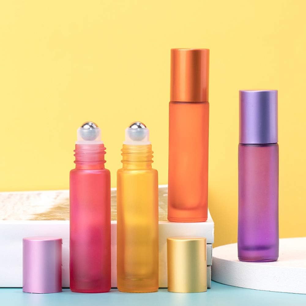 HIQE-FL Roll on Vuoto per Oli Essenziali 10 ml, Bottiglie a Rullo, Contenitori Cosmetici Vetro, Bottiglia Oli Essenziali, Bottiglia di Vetro (A)
