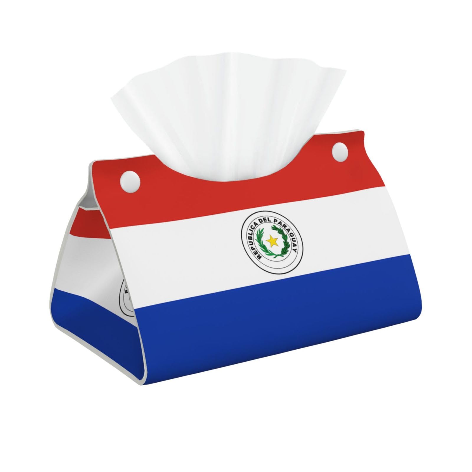 Flag of Paraguay Print Long Tissue Box Cover Holder Foldable Leather Organizer for Vanity, Nightstand, Desk & Bathroom