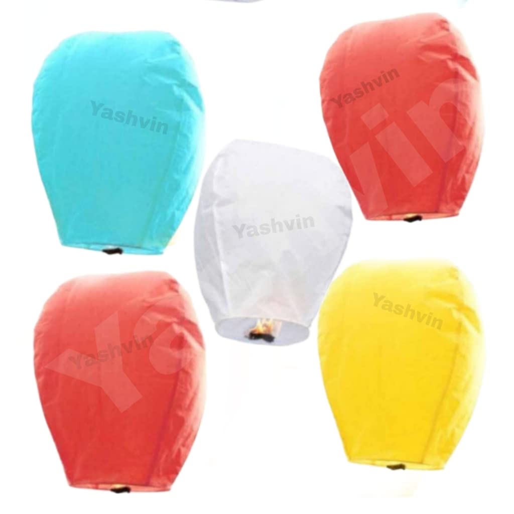 Kite Paper Flying Sky Hot Air Balloon Multicolour Wishing Sky Lanterns Kite /Flying Night Sky Candle for Diwali/Christmas/Marriage/Birthday/All Festival Pack of 3 NVC34