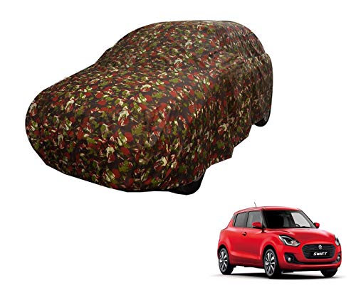 Image of Auto Hub Car Cover Compatible with Maruti Swift (Model : 2018-Till Date) with Weather Proof, Triple Stitched, Swift Car Cover Jungle Look