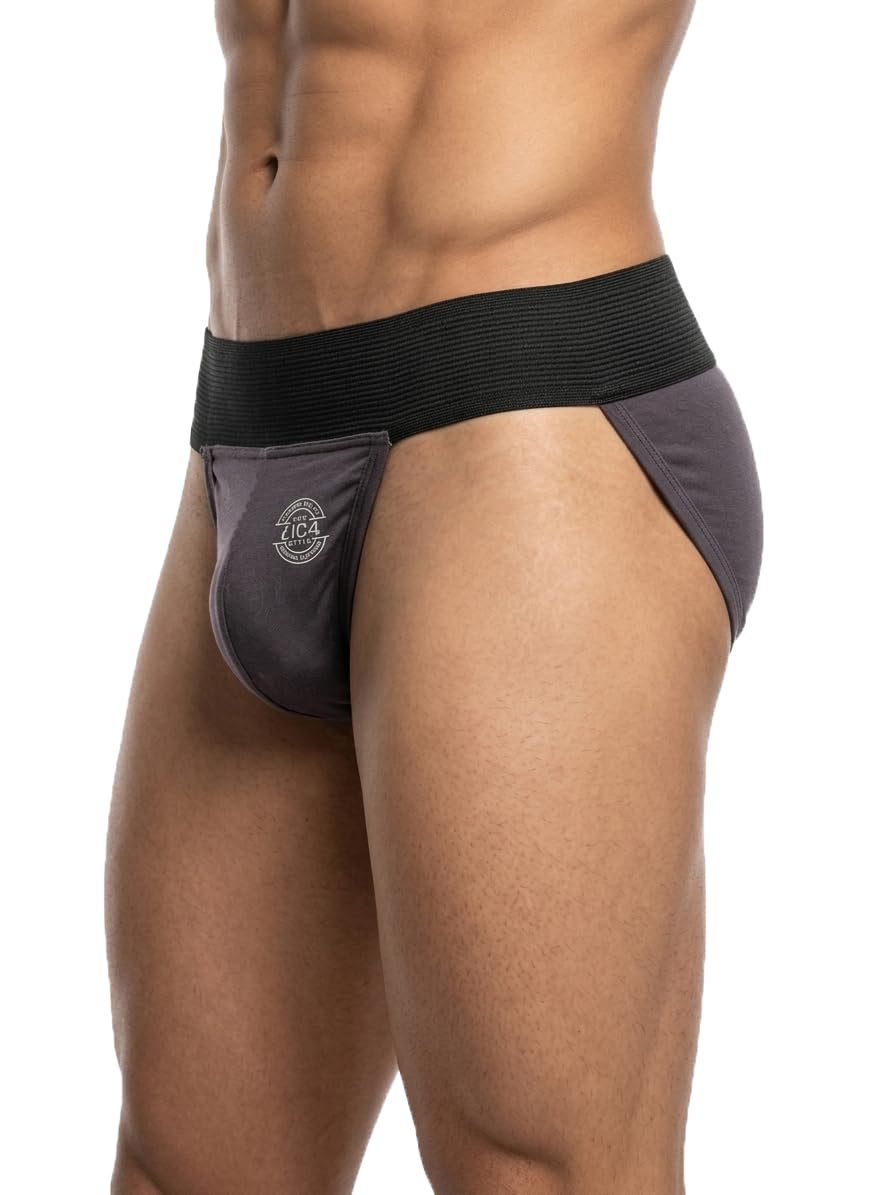 IC4 Luxury Edition Combo Pack of 2 Men's Modal Cricket & Gym Supporter with Guard Pouch | Premium Sports Innerwear, Charcoal, Large 1