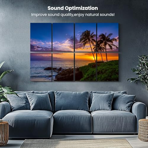 Paneles acústicos decorativos con absorción de sonido Kanworse, 8 piezas, 48 x 32 pulgadas, diseño playa tropical al atardecer miniatura 5