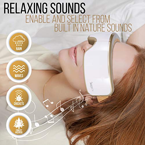 Serenelife Eye Massager With Heat&Compression-Smart Eye Massager For Migraines&Stress Therapy-Wireless Heated Mask W/ Music, Built-In Battery & Adjustable Elastic Band - Vibration Massage Eye Relief #TOP5