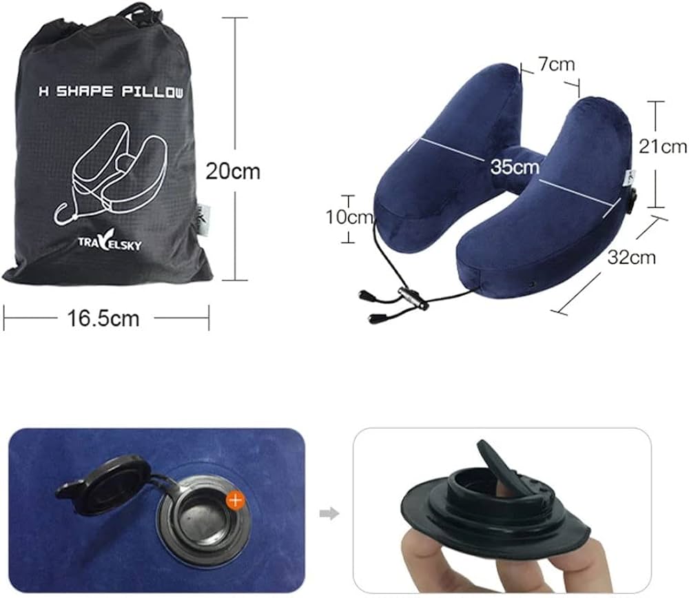 Hooded Travel Pillow H Shaped Inflatable Neck Pillow Folding Lightweight Nap Car Seat Office Airplane Sleeping Cushion Pillows (Grey) : Amazon.ca: Home