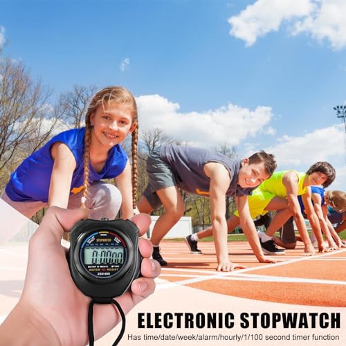 Lot de 3 chronomtres numeriques etanches avec sifflets en acier inoxydable, grand ecran, chronographe pour entraneur, fitness, course pied (Noir) – Image 5