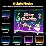 LED Note Board with 7 Colors, 13"x10" Led Drawing Board for Kids, Light Up Dry Erase Boards with 7 Markers, Soft Cloth, Hanging Chain-Gift for Ages 5-12 Year Old Girl - Little Kids Art & Craft Gifts