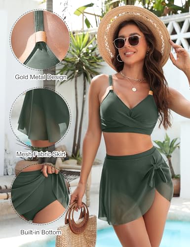 Blooming Jelly Womens High Waisted Bikini Set Gold Metal Two Piece Swimsuits Tummy Control Tie Knot 2025 Bathing Suits2