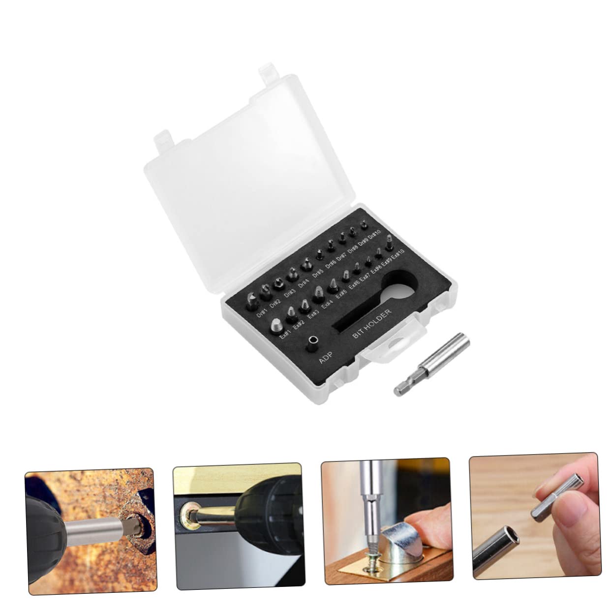 Holibanna 22-piece Stripped Screw Extractor Set Bolt Extractor Kit Socket Adapter for Damaged Screws Remover