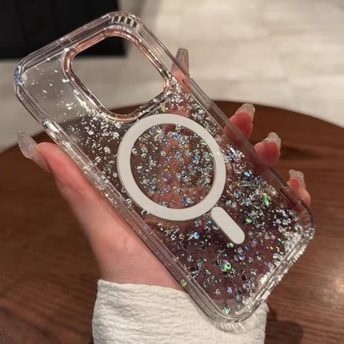 Coque iPhone 15 Pro Max paillettes violette avec recharge magnétique Magsafe - 3